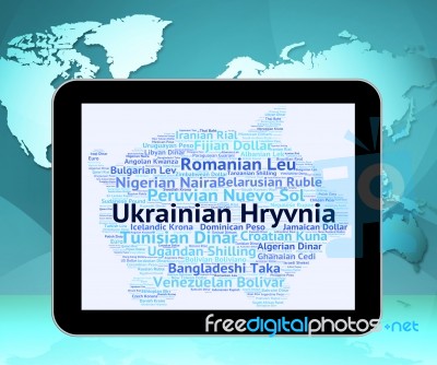 Ukrainian Hryvnia Represents Foreign Currency And Banknotes Stock Image