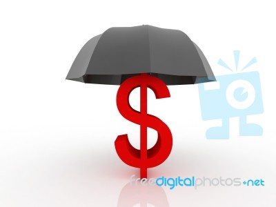 Umbrella And Dollar Symbol Stock Image