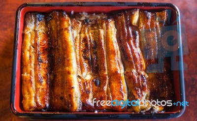 Unangi Grilled Eel Over Rice With Japanese Sauce Stock Photo