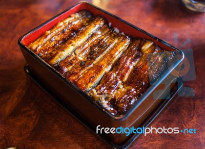 Unangi Grilled Eel Over Rice With Japanese Sauce Stock Photo