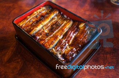 Unangi Grilled Eel Over Rice With Japanese Sauce Stock Photo