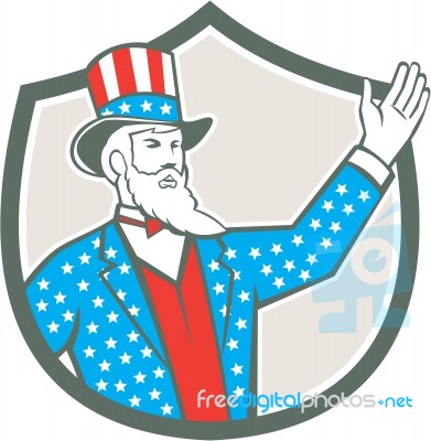 Uncle Sam American Hand Up Shield Retro Stock Image