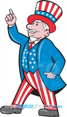 Uncle Sam American Pointing Up Cartoon Stock Image