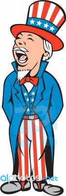 Uncle Sam American Shouting Cartoon Stock Image