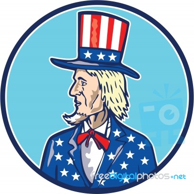 Uncle Sam Top Hat American Flag Cartoon Stock Image