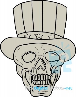 Uncle Sam Top Hat Skull Drawing Stock Image