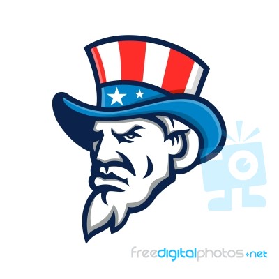 Uncle Sam Wearing Usa Top Hat Mascot Stock Image