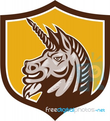 Unicorn Horse Head Side Crest Retro Stock Image