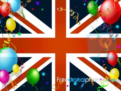 Union Jack Represents English Flag And Balloon Stock Image