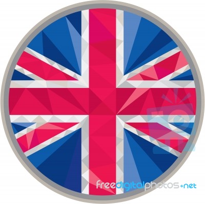 Union Jack Uk Gb Flag Circle Low Polygon Stock Image