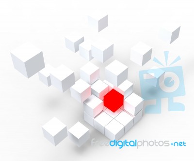 Unique Red Block Showing Standing Out Stock Image