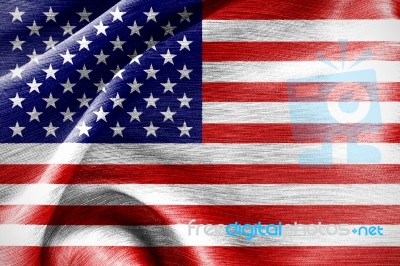 United Of America Flag Silk Cotton Texture Stock Photo