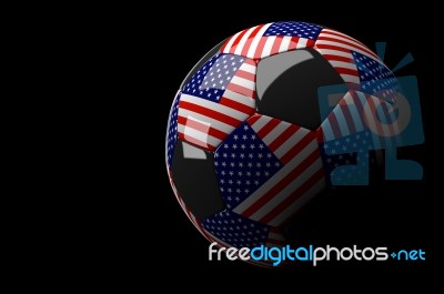 United Satated Of America Soccer Ball Isolated Dark Background Stock Image