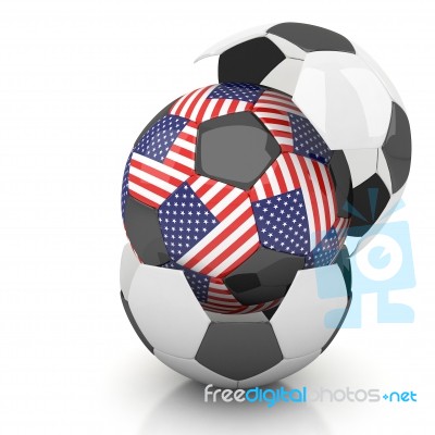 United Satated Of America Soccer Ball Isolated White Background Stock Image