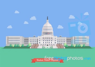 United States Capitol In Flat Style Design Stock Image