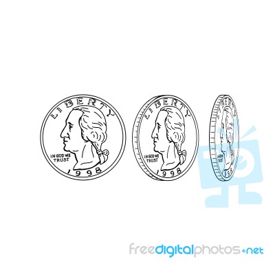 United States Dollar Coin Spinning Drawing Stock Image