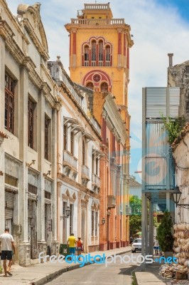 University Of Cartagena In Old Town, Cartagena, Colombia Stock Photo