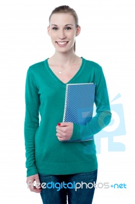 University Student Posing Over White Stock Photo