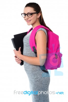 University Student Ready To Attend College Stock Photo