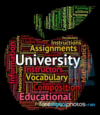 University Word Represents Educational Establishment And Academy… Stock Image