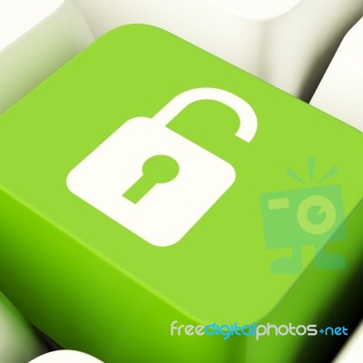 Unlocked Padlock Computer Key Stock Image