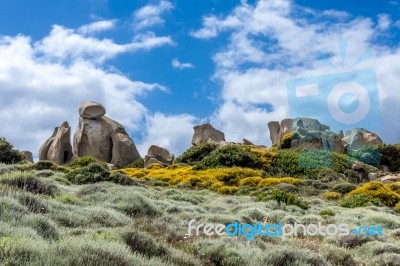 Unusual Rock Formation Near The Sea At Capo Testa Sardinia Stock Photo