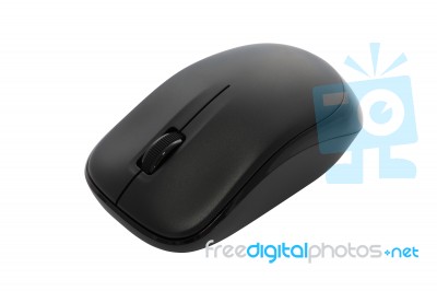 Up Side Black Wireless Mouse On White Background Stock Photo