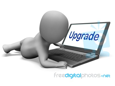 Upgrade Character Laptop Means Improving Upgrading Or Updating Stock Image