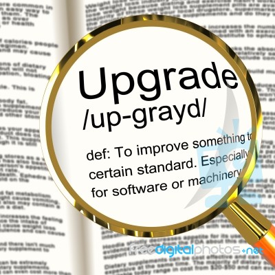 Upgrade Definition Magnifier Stock Image