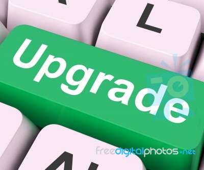 Upgrade Key Means Improve Or Update
 Stock Image