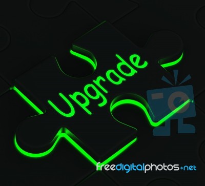 Upgrade Puzzle Showing Updating Versions Stock Image