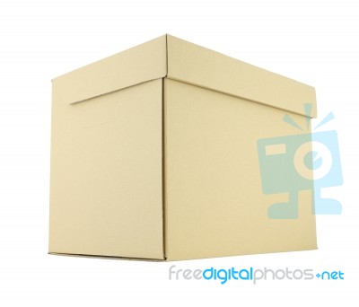 Upper Side Cardboard Paper Box On White Background Stock Photo