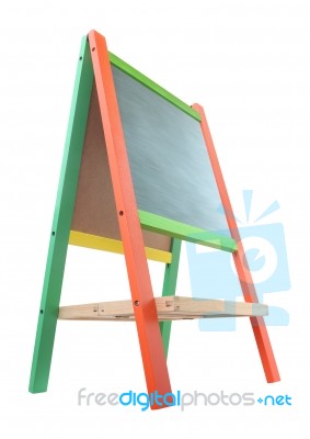 Uprisen Green Chalkboard With Color Frame On White Background Stock Photo