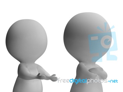 Upset Unhappy 3d Character Shows Disagreement Between Couple Stock Image