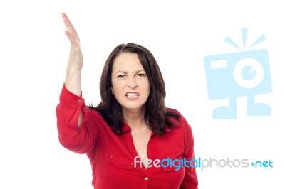 Upset Woman Isolated Over A White Stock Photo