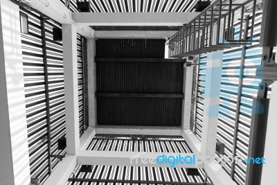 Upside And Down View Of A Old Spiral Staircase Stock Photo