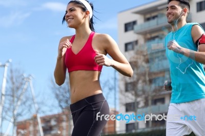 Urban Running Stock Photo