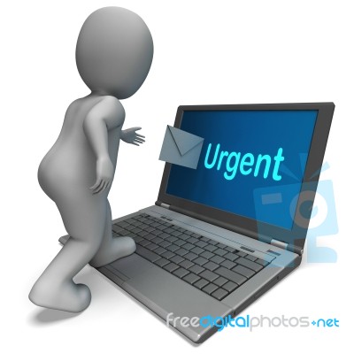 Urgent Email Shows Mail Message Immediate Contact Stock Image