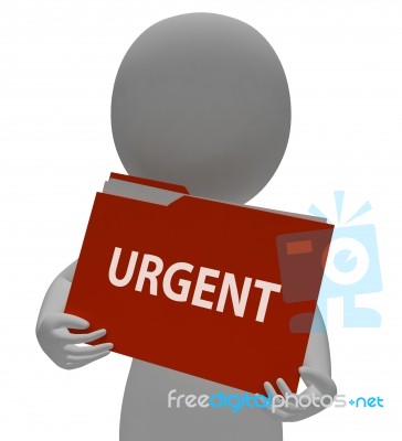 Urgent Folder Represents Deadline Urgency 3d Rendering Stock Image