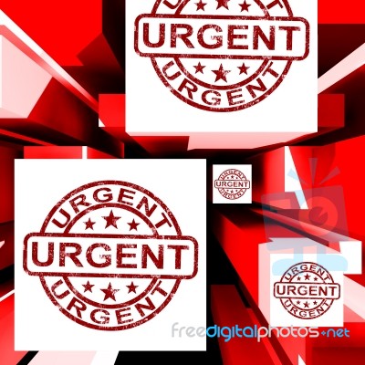 Urgent On Cubes Shows Urgent Priority Stock Image