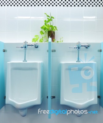 Urinals At Office Stock Photo