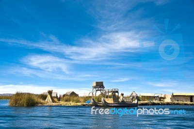 Uros - Floating Islands, Titicaca Lake, Peru Stock Photo