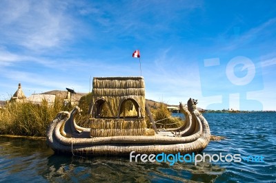 Uros - Floating Islands, Titicaca Lake, Peru-bolivia Stock Photo