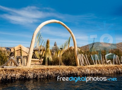 Uros - Floating Islands, Titicaca, Peru Stock Photo