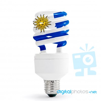 Uruguay Flag on energy saving lamp Stock Photo