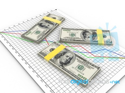 Us Dollar On Financial Graph Stock Image