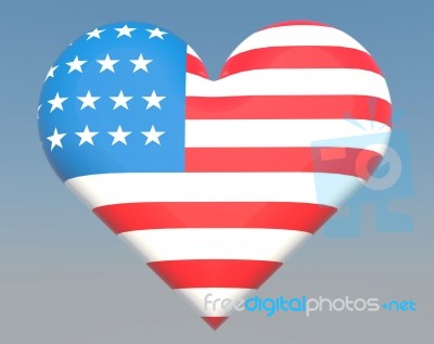 US Flag In Heart Shape Stock Image