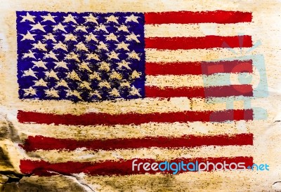 Usa Flag Painted On Old Brown Paper Stock Photo