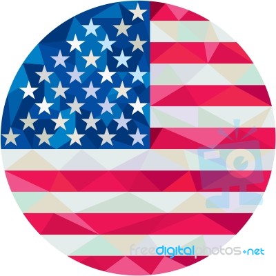 Usa Flag Stars And Stripes Circle Low Polygon Stock Image