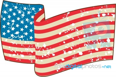 Usa Flag Stars And Stripes Grunge Wavy Retro Stock Image